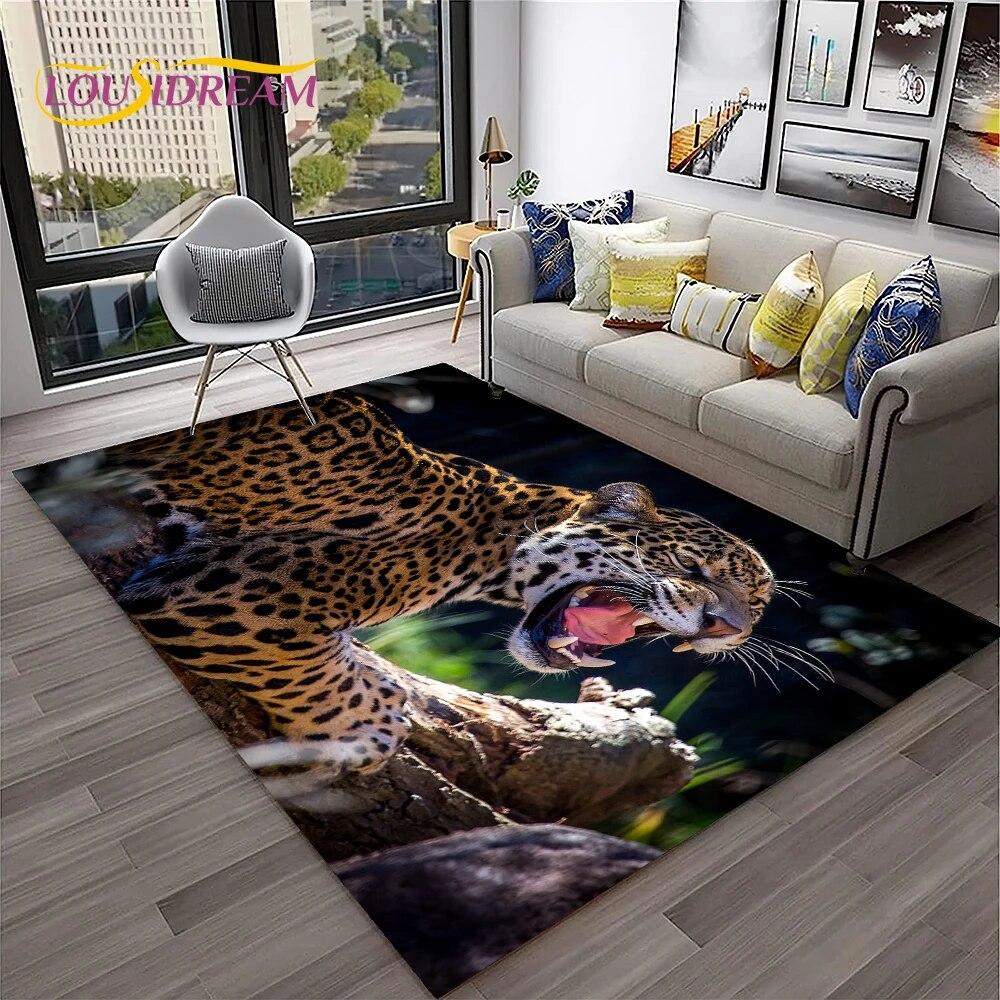 Beast Leopard Cheetah Cartoon Animal Carpet Rug for Home Living Room Bedroom Sofa Doormat Decor,kids Area Rug Non-slip Floor Mat