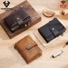 Humerpaul Men Wallet Genuine Leather RFID Bank Card Holder Short Men Wallets Hasp Zipper Purse