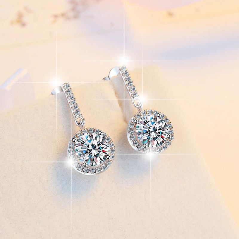 925 Silver 2ct Moissanite Stud Earrings for Women Elegant Wedding Engagement Jewelry