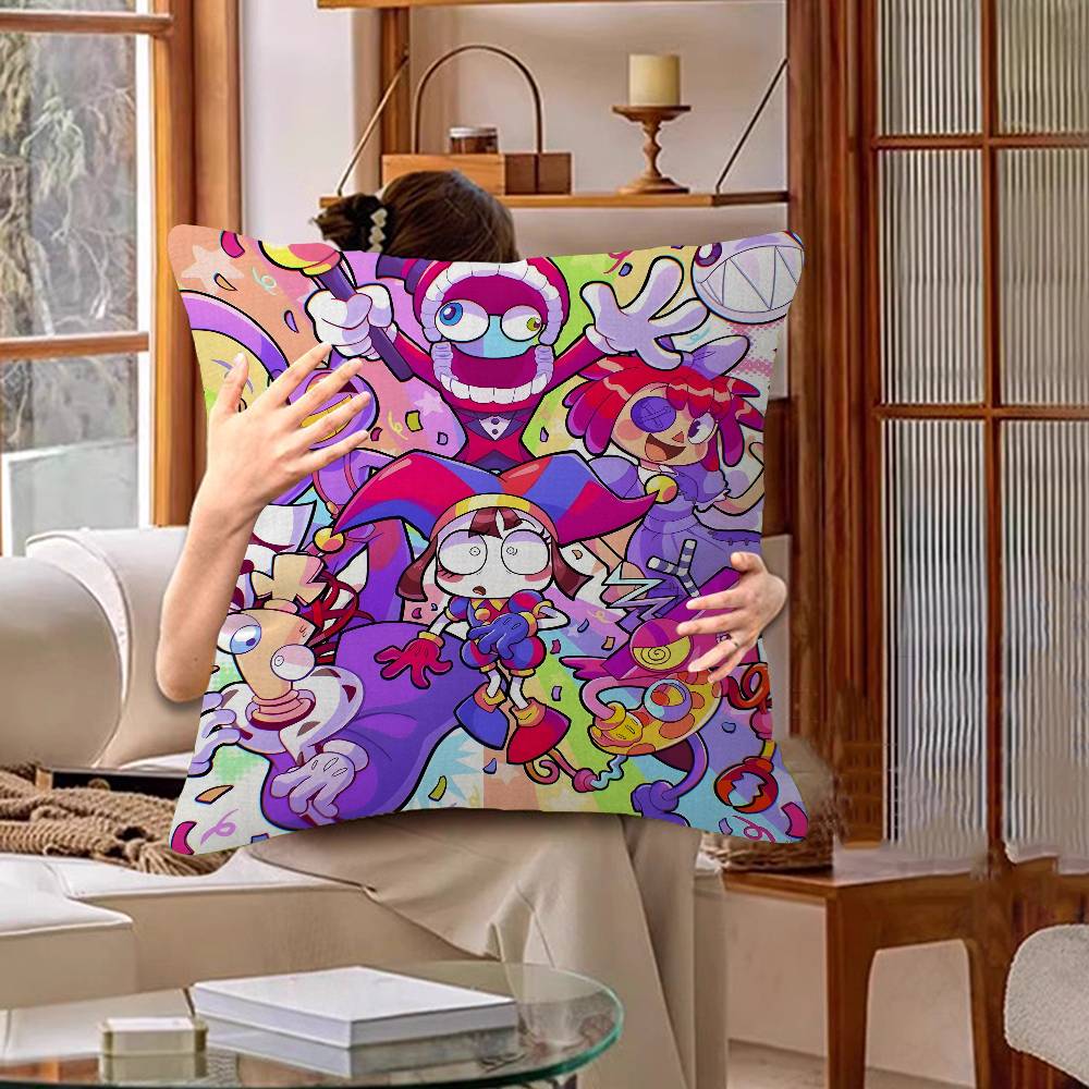 Anime The Amazing Digital Circus Cushion Cover Car Throw Pillow Case For Sofa Car Christmas Gift 40X40Cm 45X45Cm