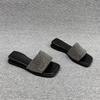 Women Summer Outer Wear Summer Open Toe Casual Flat Low Heel Fashion Square Toe Rhinestone Going Out Slippers Women