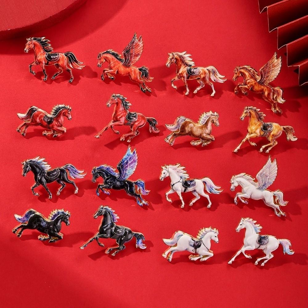 New Vintage Horse Brooches Traditional Elegant Running Horse Brooch Enamel Zodiac Animal Badge Jewelry Accessories