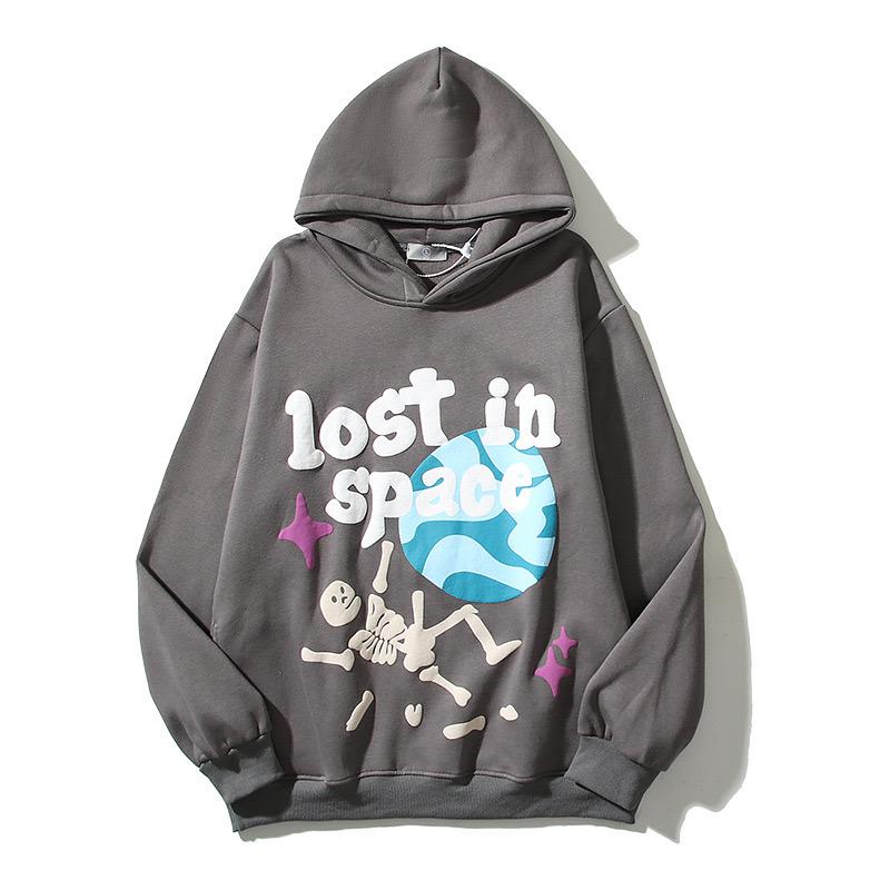 Graffiti Letter Foam Fleece Baggy Sweatshirts Męskie Oversize High Street Casual Hooded Hoodie Unisex Pullover Loose Hoody
