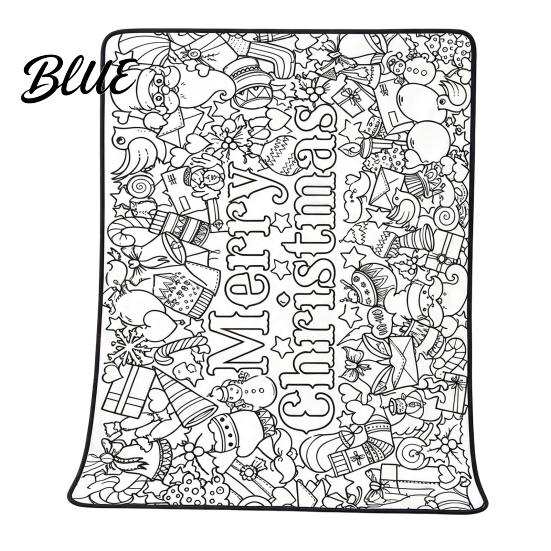 Artistic Sofa Accent Blanket Halloween DIY Coloring Blanket Color Your Own Throw with Optional Unique Craft Kits for Adults 24 Markers Washable Xmas