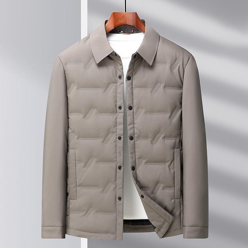Autumn and Winter New Light Down Jacket Men's White Duck Down Business Casual Lapel Thickened Warm Shirt Jacket