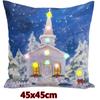 Weihnachten Leuchtende Lichterketten LED Kissenbezug 45x45cm Weihnachtsmann Elch Schnee Polyester Kissen Zuhause Geschenk Dekoration