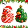 Christmas Duck Ornaments Figurine, Resin Sculpture for Holiday Home Decor, Cute Desktop Tree with Festive Elements Indoor Outdoor Decorations Ornament