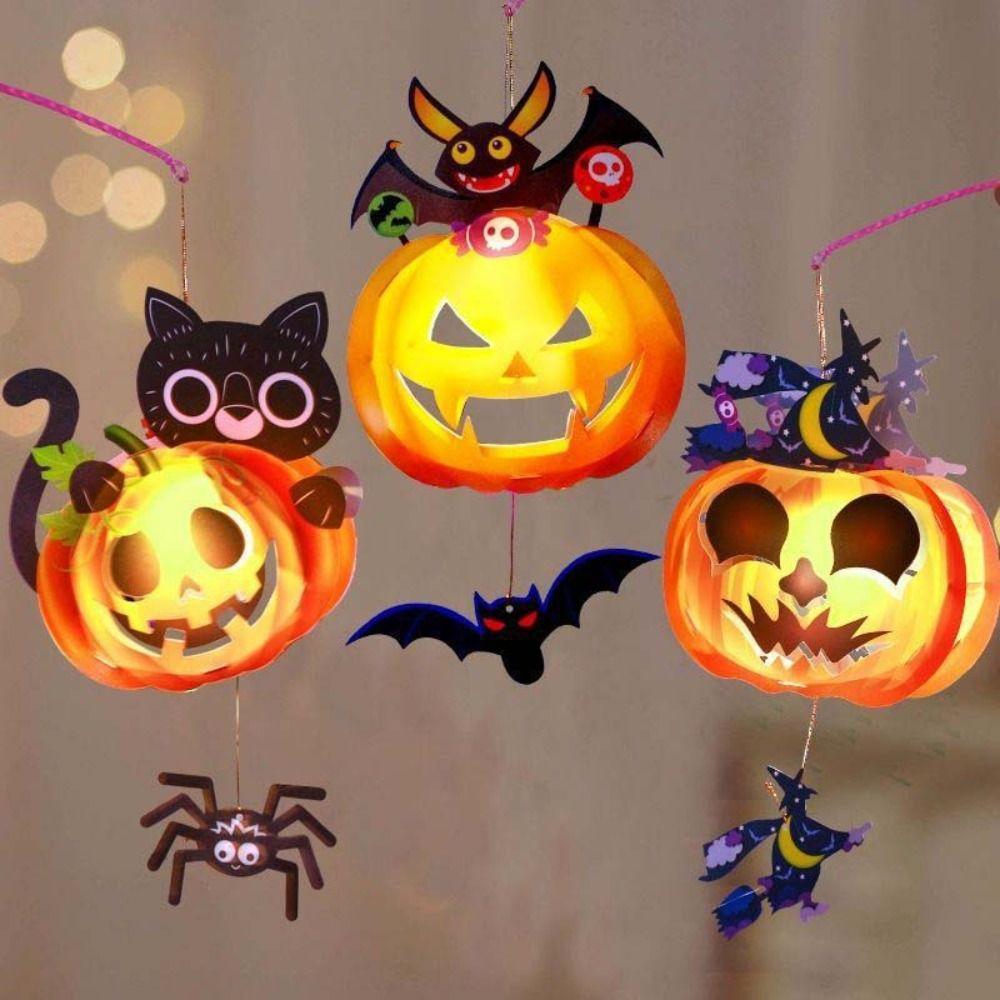 With Handle Halloween Lantern DIY Handmade Ghost Festival Lantern  Home Decoration