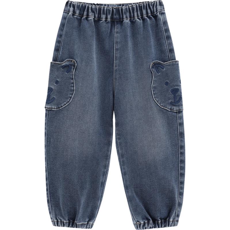 GAP Boys' Toddler 2026 Spring Bear Patch Pocket Cuffed Jeans