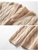 Women's V-Neck Loose Cable Knit Wool Sweater - Winter 2024 Casual Pullover Knitwear