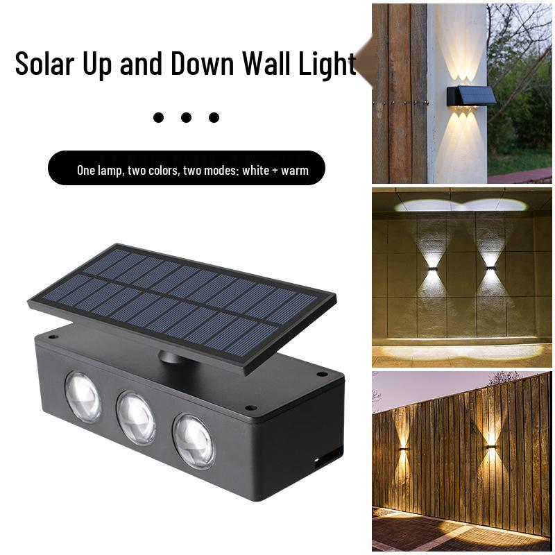 Super Bright Solar Dual-Directional Wall Washer Light - Waterproof Outdoor Villa Courtyard Decorative Spotlight