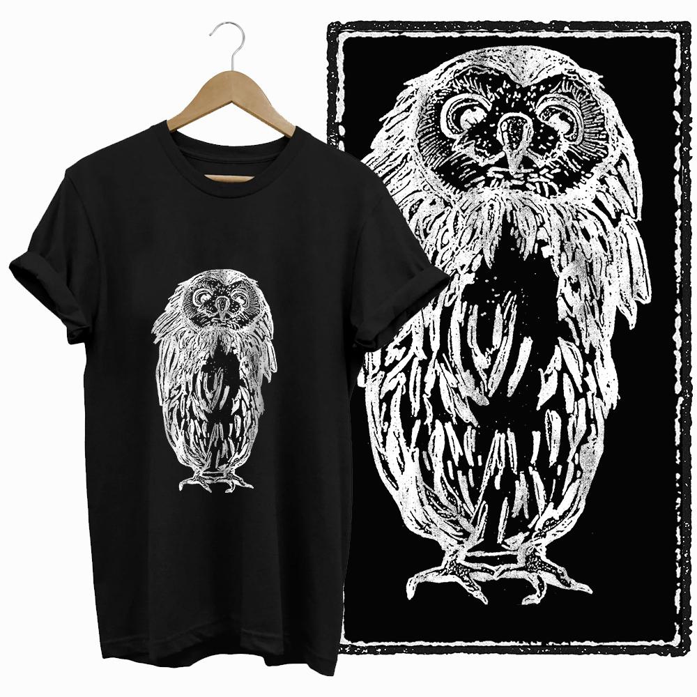 Coolmind DB 100% Cotton owl Print Exclusive Graphic women T shirt Cool BLACK women tshirt big size tshirt for women tee shirt