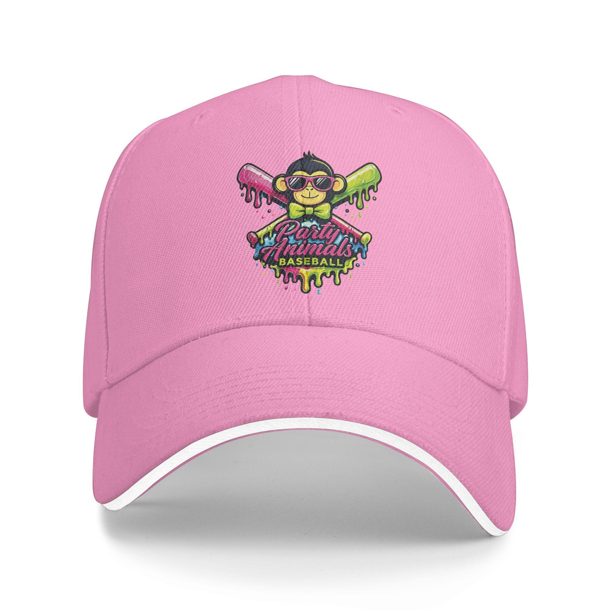 

Summer Casual Baseball Cap Party Animals Baseball Funny Monkey Running Hippie Trucker Hat For Couple Women Print Snapback Cap One Size розовый