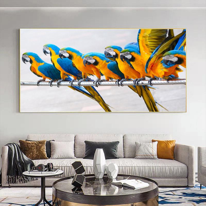 

Птица, животное, холст, картина, дерево, пейзаж, постеры и принты, красочные настенные панно с попугаями для гостиной, домашний декор, без рамки 30x60cm No Frame
