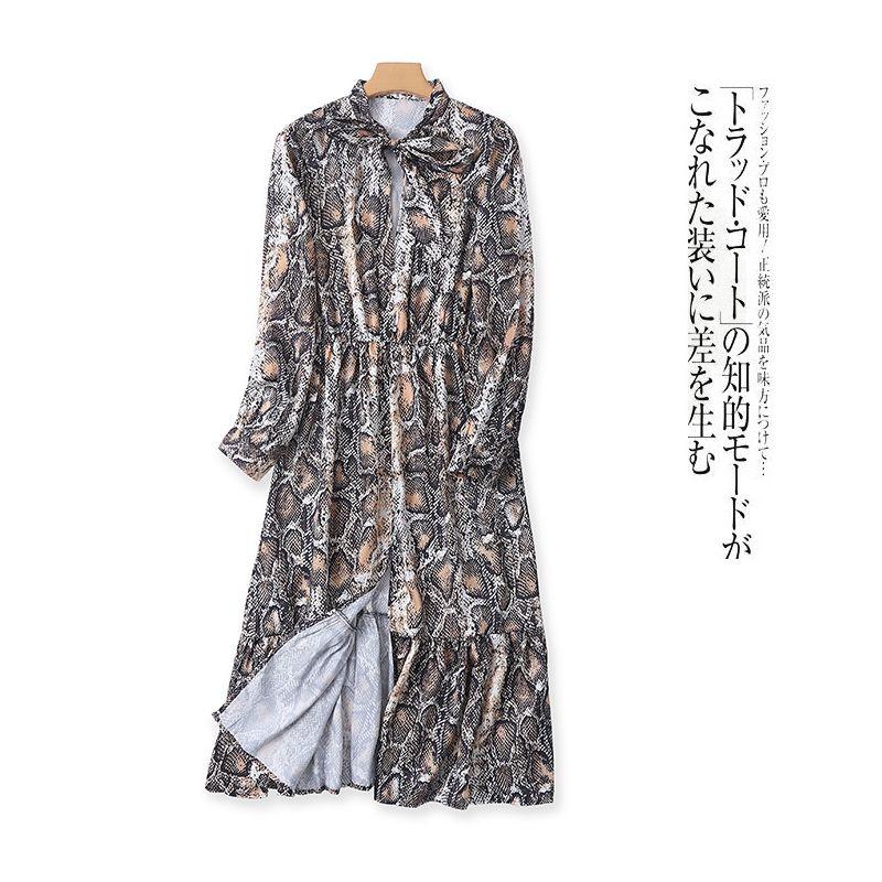 

Print Dress Amoi Foreign Trade Women s Clothing V-Type Lead Pullover Long Sleeves Ruched Slit Midi Skirt 28522 Picture color B- 14-15-2 L