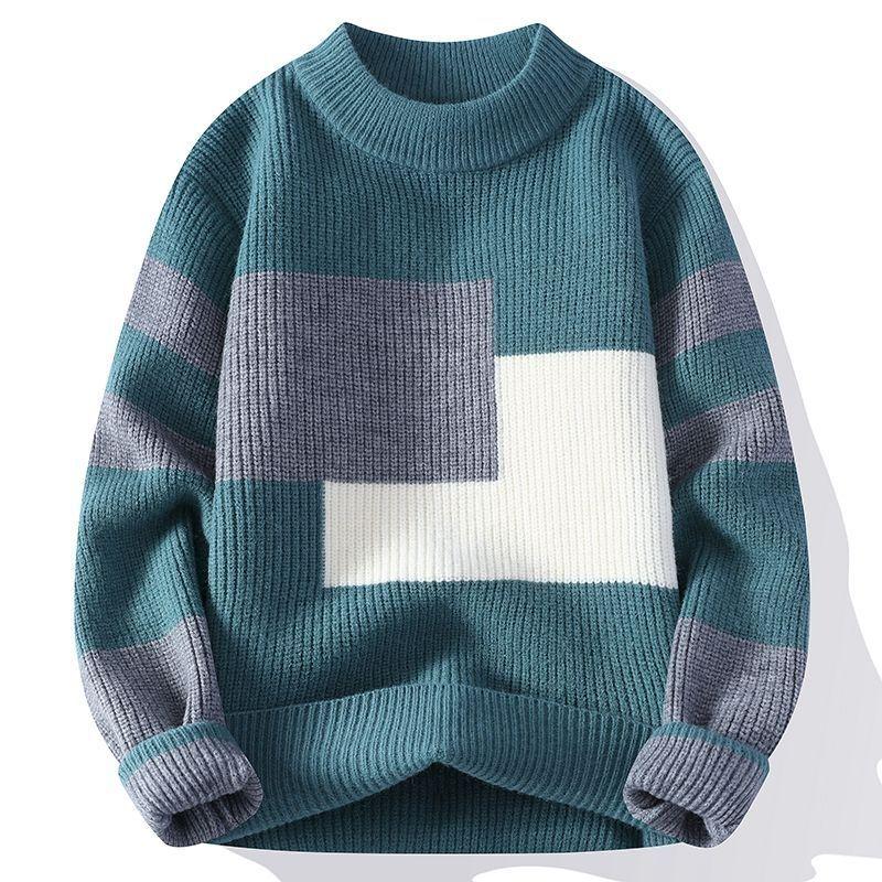 Men's Korean Style Slim-Fit Long-Sleeve Round Neck Sweater - Trendy Autumn/Winter Knitwear for Teenage Students