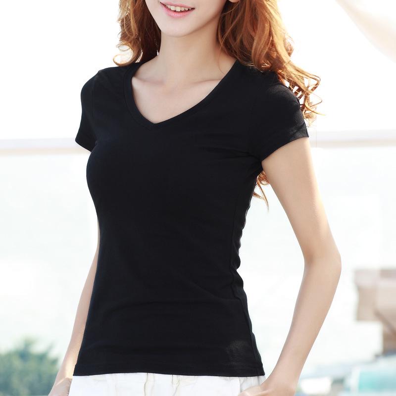 Women's Pure Cotton Short Sleeve Slim Fit Tee - Round Neck, Versatile Base Layer, New Style for Summer, Available In White and Black.