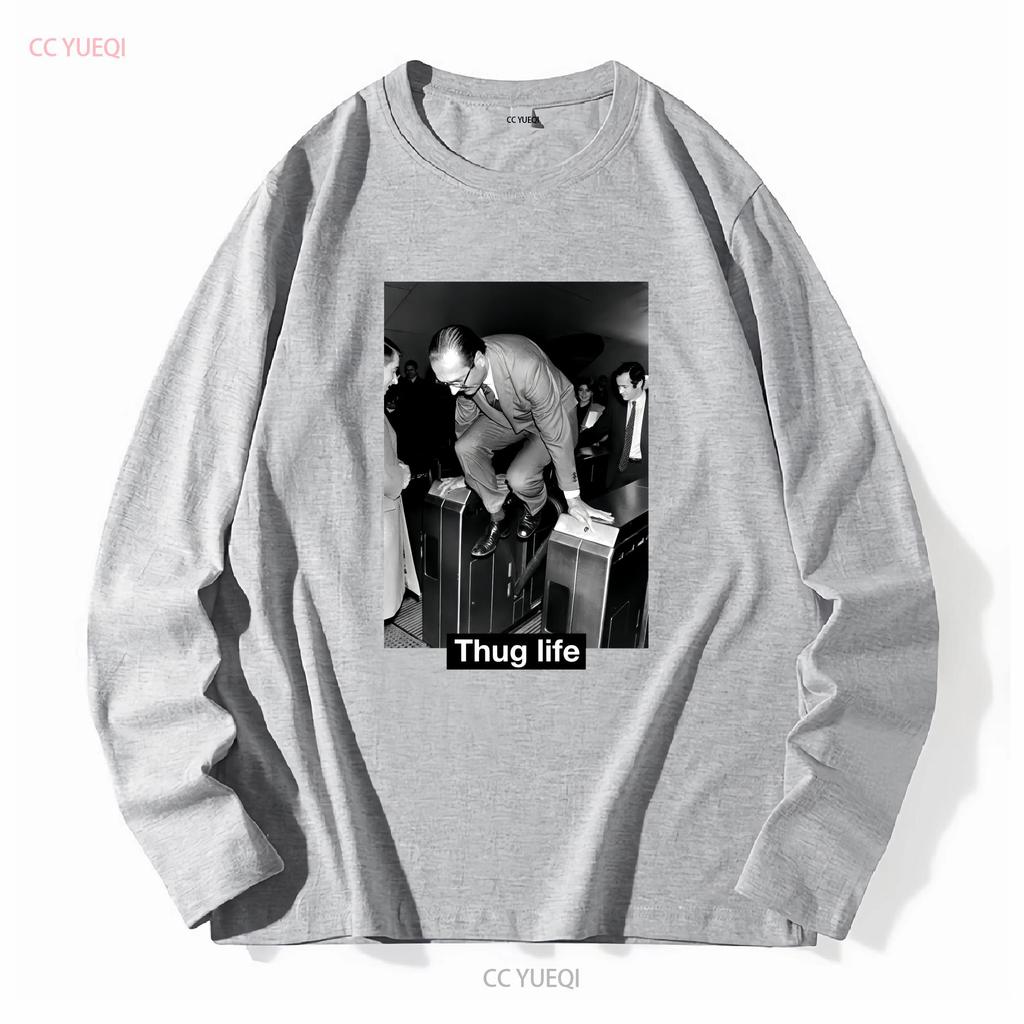 T shirt chirac thug life e long or short sleeves vintage Washed Casual Slightly Versatile fashion Stretched Stylish streetwear