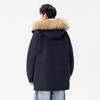 Unisex Mid-Length Winter Down Jacket with Fur Collar - Men's 90% White Duck Down Thickened Parka