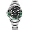 Men's GMT Hand Automatic Diver's Watch PD-1662 Green Black Ceramic Bezel Waterproof Stainless Steel Band Sapphire Glass Business Dress
