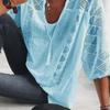 2025 European & American Lace U-Neck Loose Fit Three-Quarter Sleeve Top