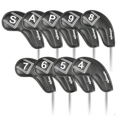 9 Pieces Golf Club Head Cover for Irons Protective Sleeve Waterproof PU Leather Headcover