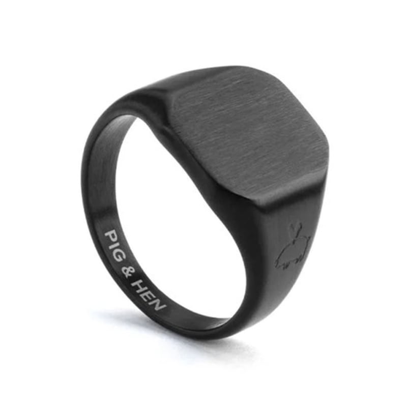 PIG & HEN Signet 16 Classic Ring - Black