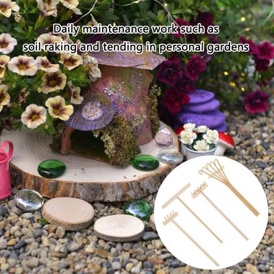 Set di 4 Rastrelli da Giardino in Sabbia Strumenti in Miniatura con Manico in Legno per Decorazione Casa e Ufficio Rastrelli da Meditazione Accessori