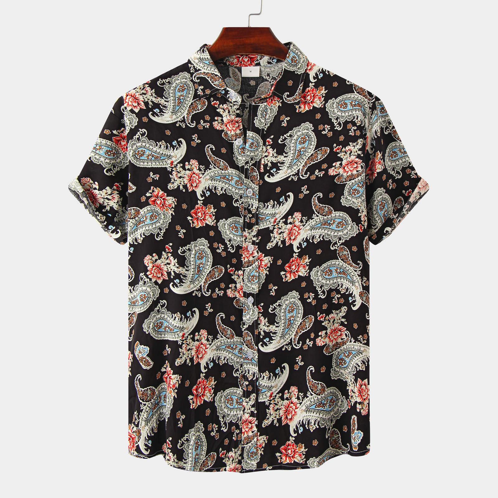 

Новая летняя мужская рубашка с короткими рукавами и гавайским принтом больших размеров XL розовый