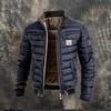Men's Retro Leather Quilted Patchwork Warm Zipper Outdoor Jacket 2026