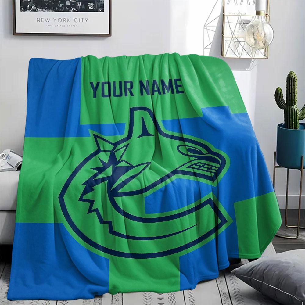 Custom Name,Vancouver Canucks Printed Flannel Blanket, Soft Throw for Bedroom Sofa, Washable, Christmas Present, Great Gift.