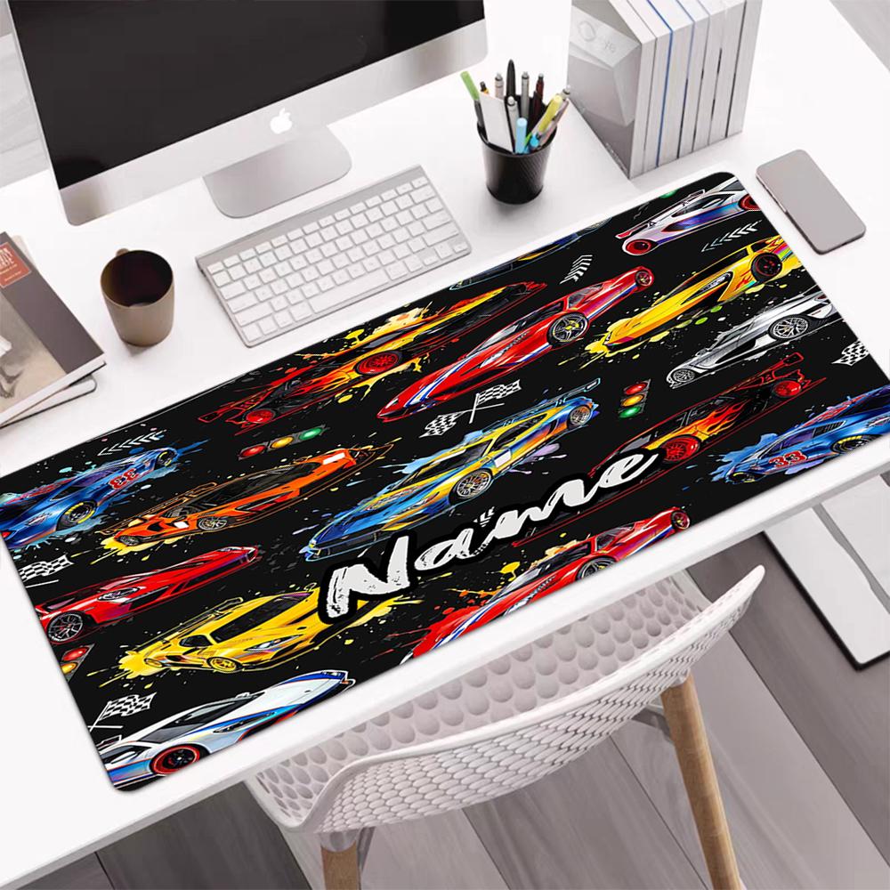 Custom Name Racing Theme Mouse Pad, Non Slip Rubber Base, Multifunctional Office & Home Decor, Perfect for Workspace Personalization.