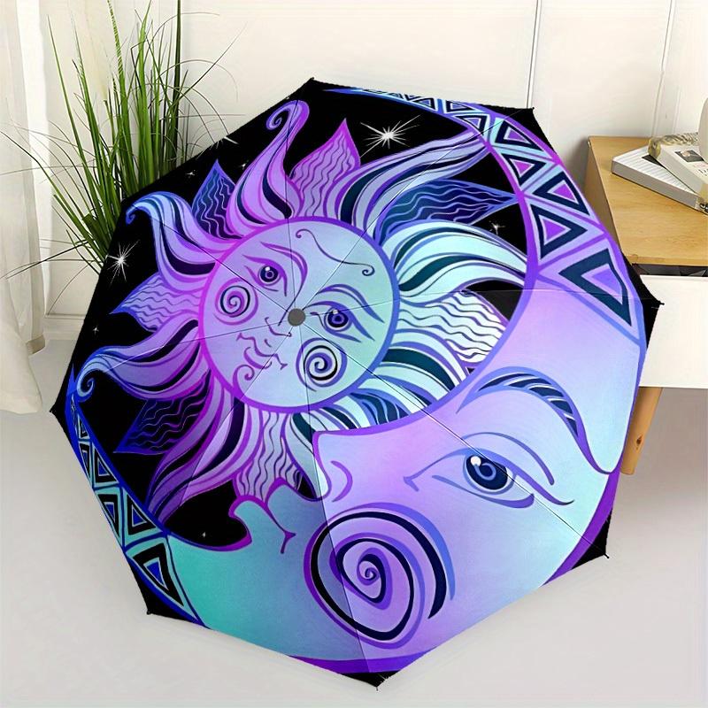 1pc Sun Moon Decor Automatic Opening/closing Umbrella with Auto Open/Close, Windproof, Foldable Sunshade, Perfect Gift for Friends, Durable