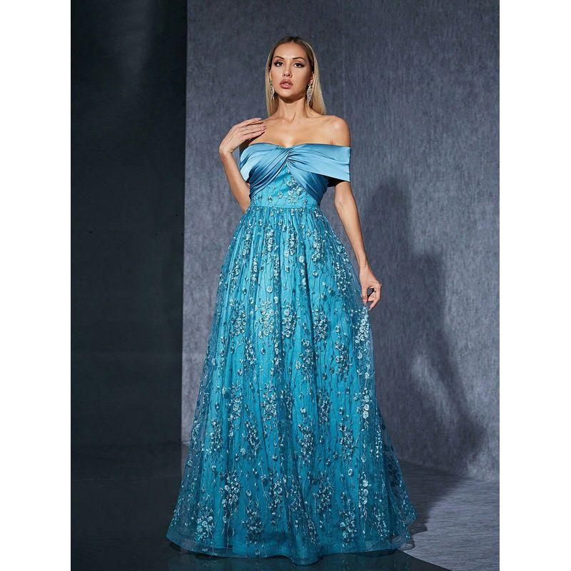 Birthday Sexy Dress Cocktail Dress Long Dress Blue Slim Fit Graduation Performance Outfit Wedding Party Long Dress Picture Color---Al31338 S