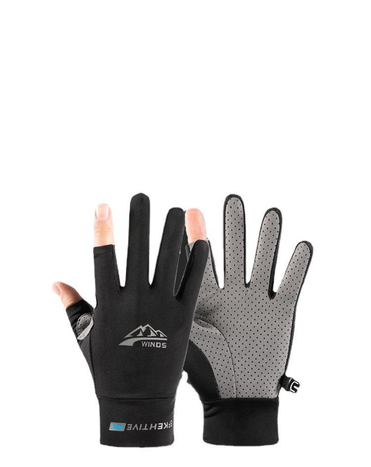 Unisex Outdoor Two-Finger Fishing Gloves: Thin, Wear-Resistant for Cycling, Mountaineering, Sports, and Delivery Riders.