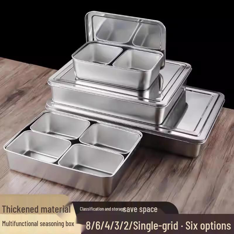 Komerční nerezová krabička na koření s více přihrádkami