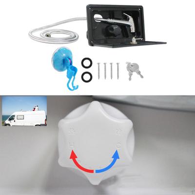 RV Exterior , Weatherproof Coiled Hose With 2 Keys, Cold Switch, Outdoor Shower Faucet For