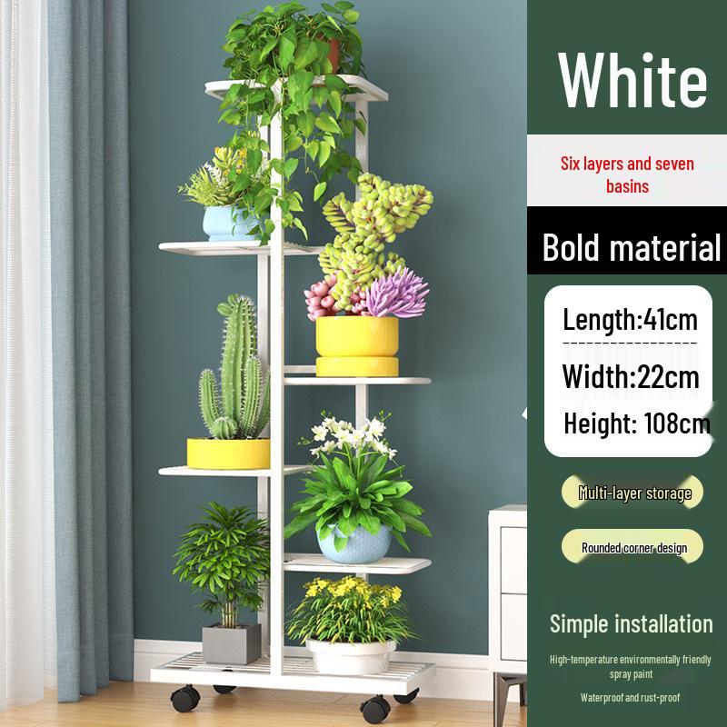 Wrought Iron Multi-layer Flower Stand Shelf for Indoor and Balcony Plant Display
