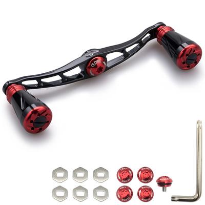 HEIGHTEN 115mm Rollengriff für Shimano Daiwa Abu Garcia General Baitcastingrolle Pillar Series (Rot schwarz) (197)