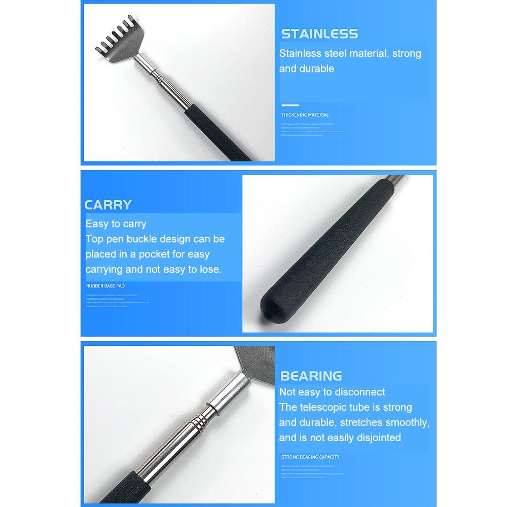2Pcs Long Handle Back Scratcher Stainless Steel Portable Scratcher Telescopic Scratcher  Daily Use