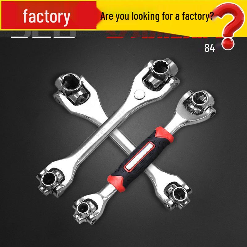 

Multifunctional Eight-in-One Socket Wrench with Straight Rubber Handle Non-Magnetic