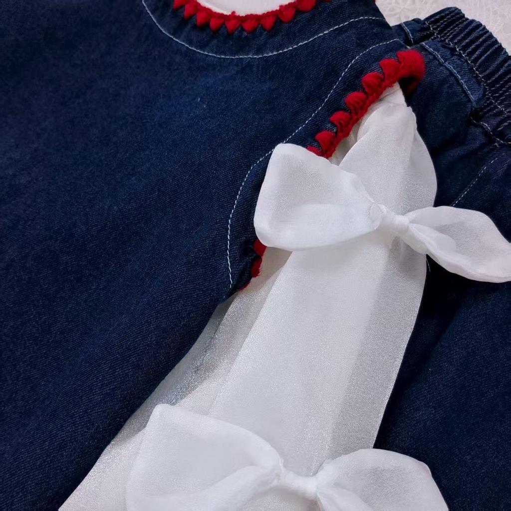 New Girls' Stylish Korean Spring/Autumn Denim 3-Piece Set