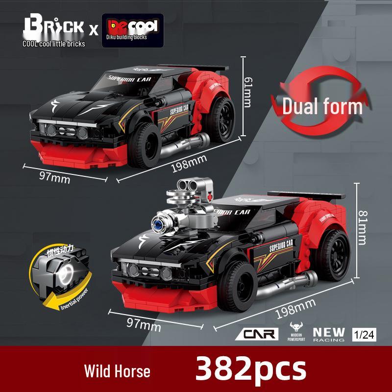 Diku Blocks Educational Toy: Mustang & Lamborghini Model Car for Kids