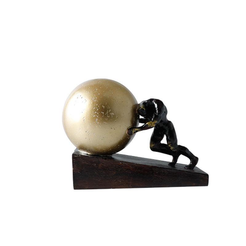 Modern Gymnastics Ball-Pushing Sculpture Figurine Lifting Ball Abstract Art Statue Decorative Craft TV Cabinet Living Room Decor