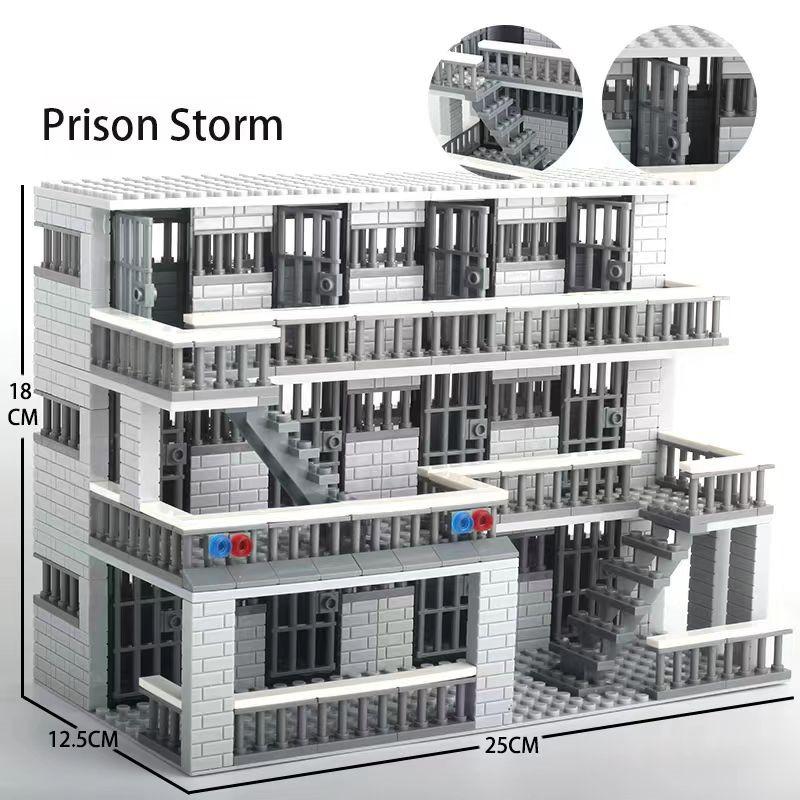 Favorite Toy Unisex Kids Gray New 3 Floors Militarys Scene Prison Prisoner Jail Building Blocks City Police Station Model Sets Bricks Toys For Children Adult