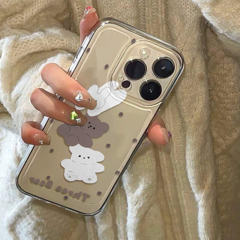 Polka Dot Rabbit Bear Case for Apple 17 Pro Max, 16, 15, 13, 12, 11