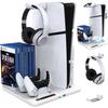 PARA PS5 Slim con estación de carga y soporte de almacenamiento para 8 juegos con ventilador de refrigeración y estación de carga para controlador PS5
