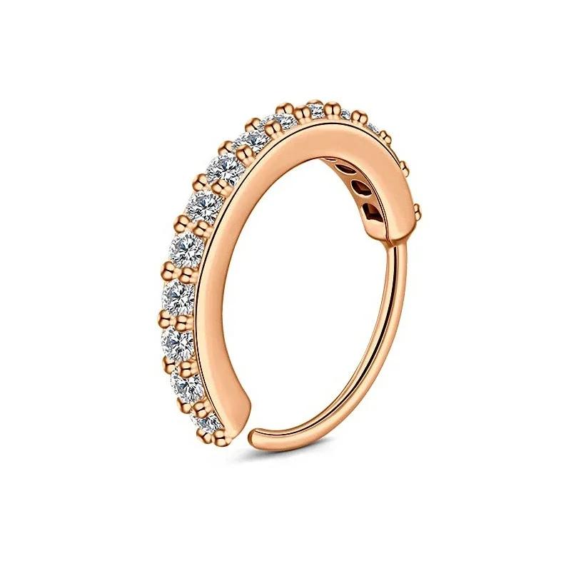 

Cubic Zircon Fake Nose Ring for Women Stainless Steel Round Cartilage Tragus Helix Ear Nose Piercing Falso Nariz Body Jewelry 10mm рожевий колір золота