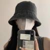 Hong Kong Retro Washed Denim Bucket Hat - Fashionable, Distressed, Versatile, Breathable Sun Hat for a Slim Face Look.