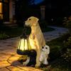 Porch and Lawn Dog Light Garden Statue, Sun Powered Resin Outdoor Display Piece for Entryway Use and Soft Shine
